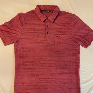 Travis Mathew Red Heather Polo with Chest Pocket